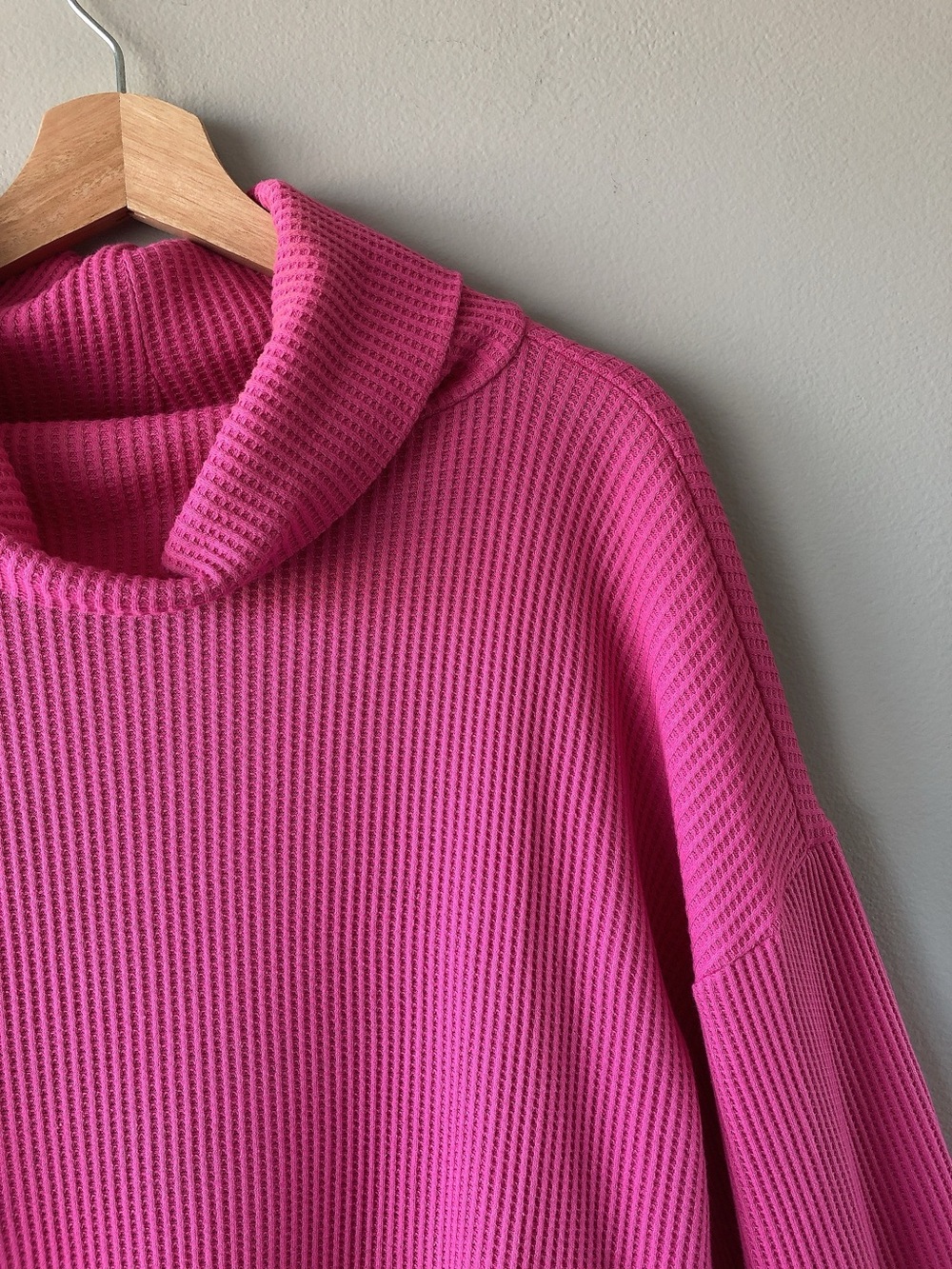 GAP waffle knit oversized sweater pink cowl neck shirt - Picture 7 of 13